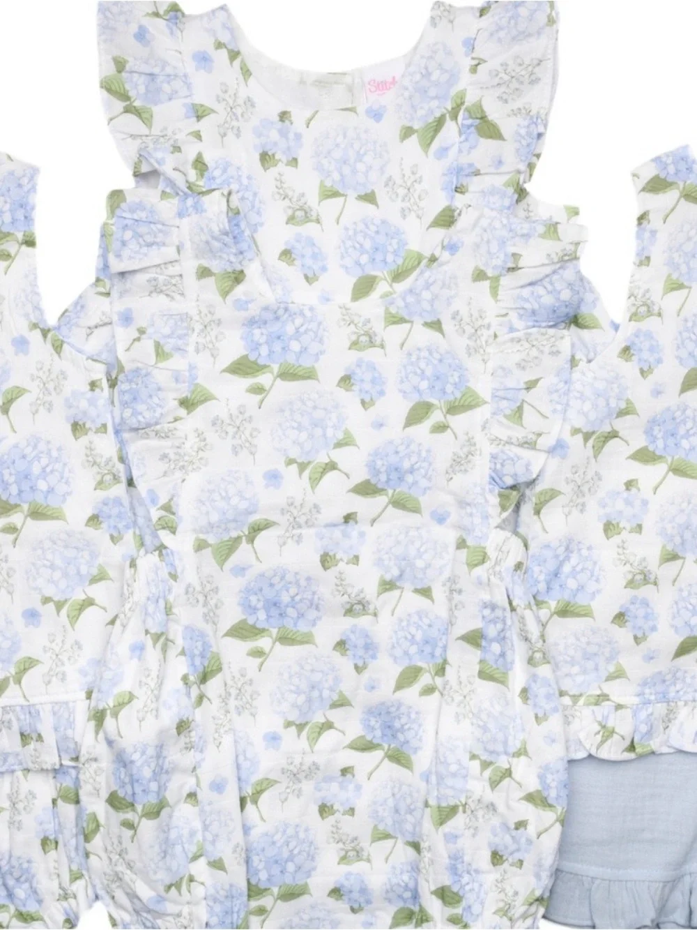 Stitchy Fish Hydrangea Blooms Two Piece Sleeveless Bloomers Set Purple Blue 3T
